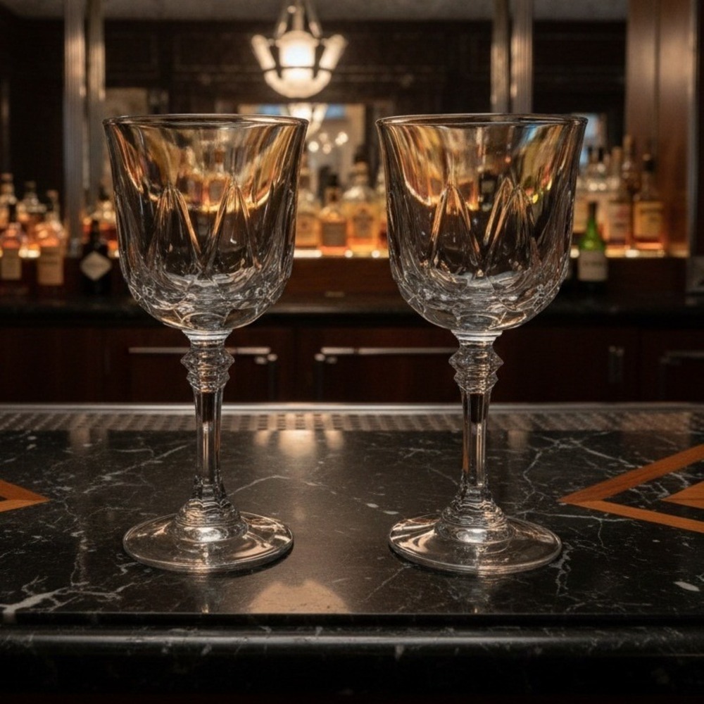 Cristal D'Arques Auteuil Crystal Wine Glasses, Set‎ of 2, Vintage Clear Stemware